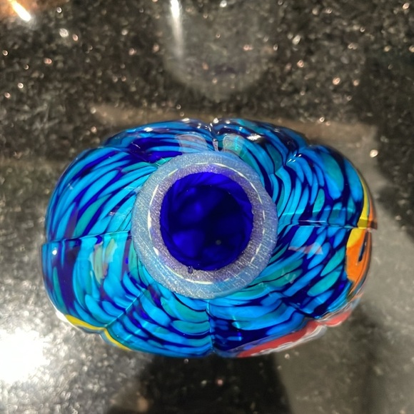 Beautiful Murano Glass Blue Multicolor Small Vase - Picture 11 of 11